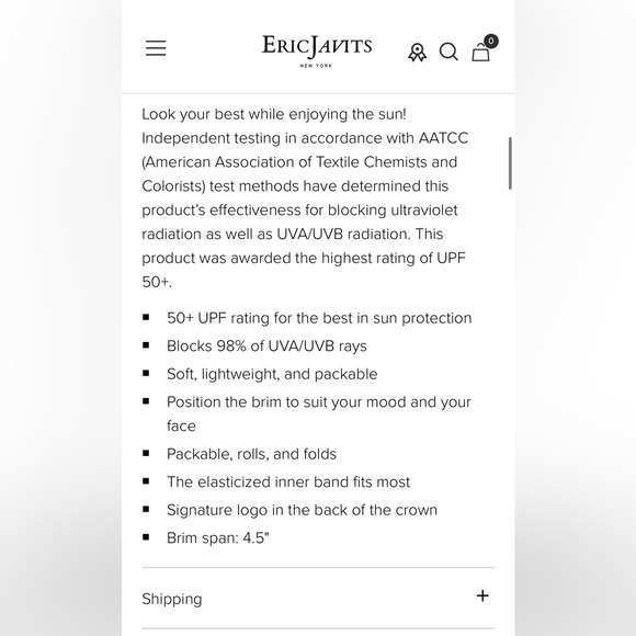 Eric Javits Squishee Hat UPF 50+ in Bark - Picture 6 of 8